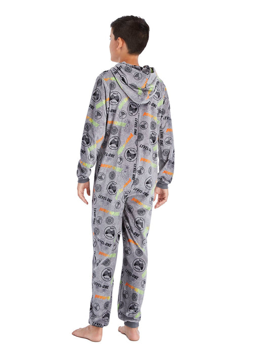 Back view Boy wearing Gamer Onesie in grey colour